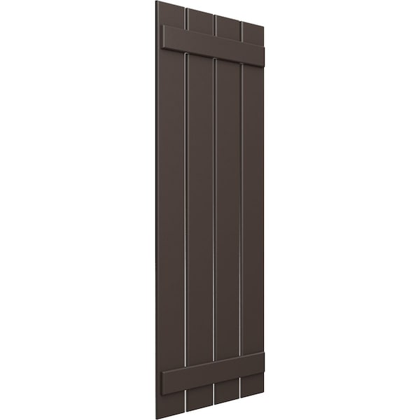 True Fit PVC Four Board Spaced Board-n-Batten Shutters, Raisin Brown , 23W X 38H